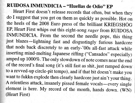 RUIDOSA INMUNDICA 7" review from MRR 332